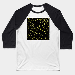 Artistic Squiggle Colorful Print Pattern Yellow Baseball T-Shirt